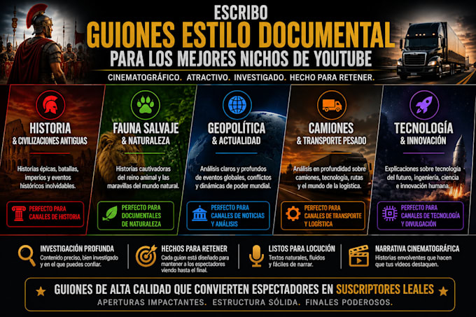 escribiré guiones para youtube que hacen crecer tu canal rápido