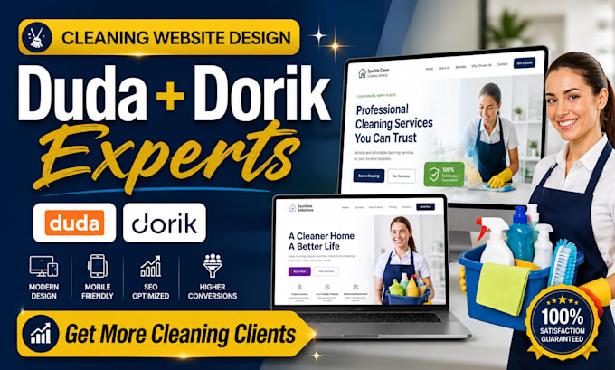 design duda dorik website for cleaning services business professionally