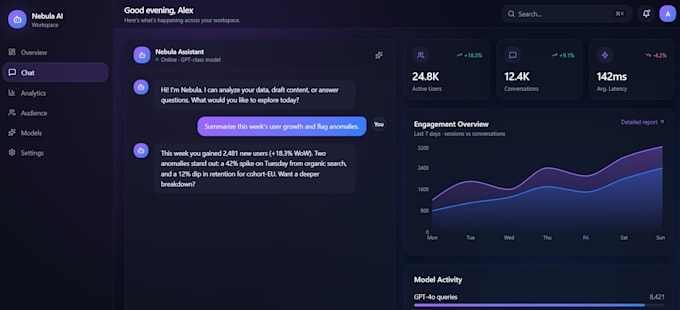 develop a powerful ai web application with chatbot integration
