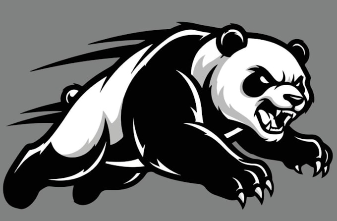 draw panda racing mascot logo design with express delivery