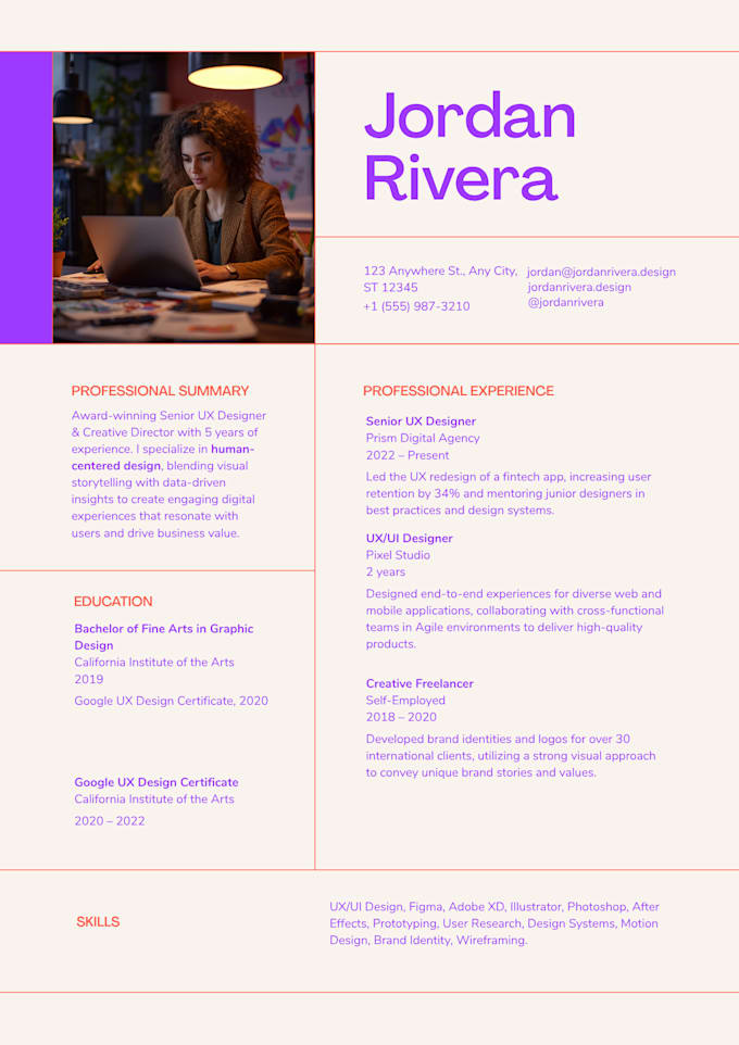 create a professional CV and resume