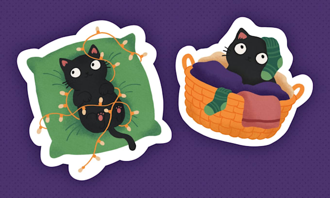 draw cute stickers, hand drawn designs for print