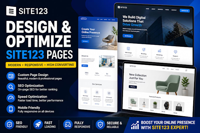 design site123 website, fix errors and optimize SEO for fast ranking