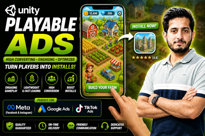 create high converting unity playable ads for mobile games meta, google, tiktok