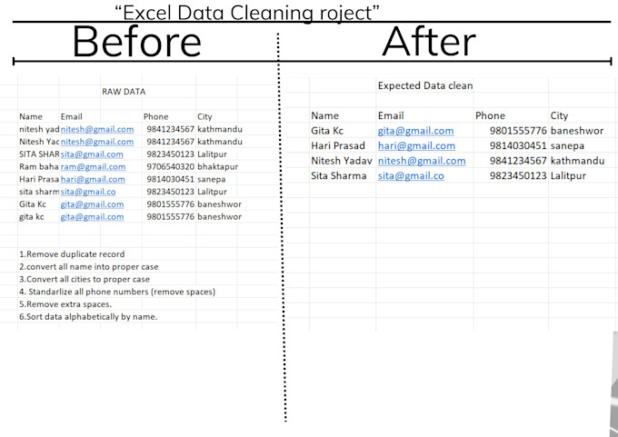 do accurate data entry, excel data cleaning and web research