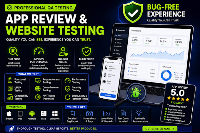 app review, website testing qa testing, website review, QA testing, user testing