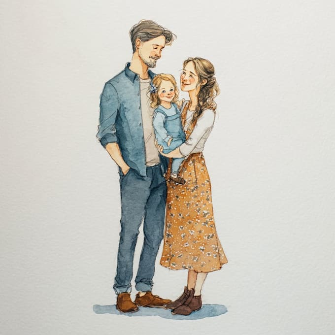 create a watercolor family portrait