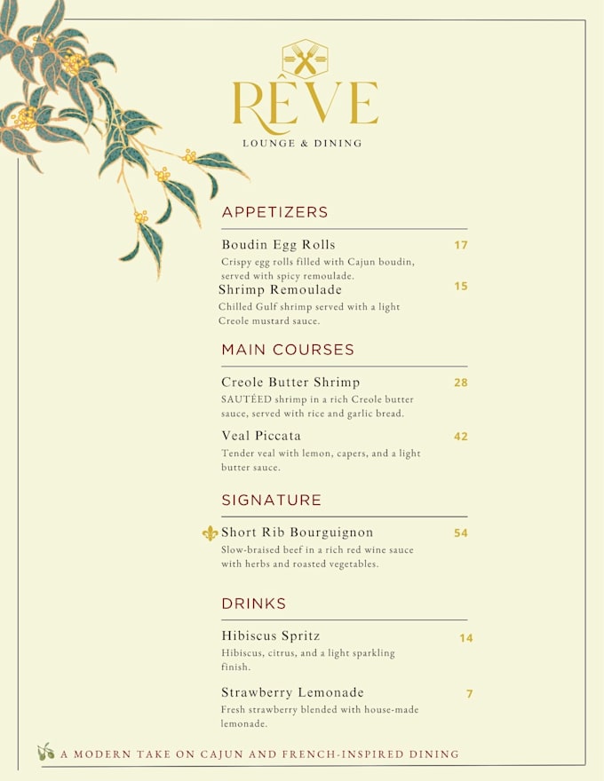 design a stunning restaurant menu
