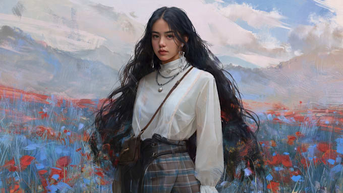 draw semi realistic character, portrait, illustration