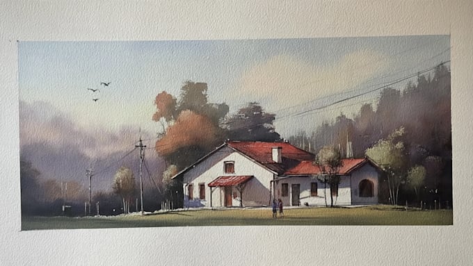 draw a watercolor house painting
