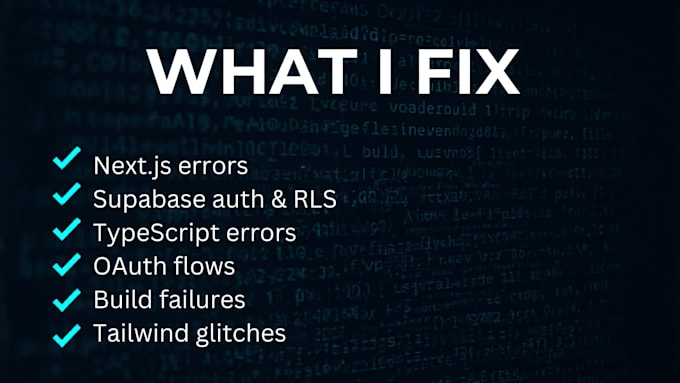 fix next js, react, and supabase bugs fast