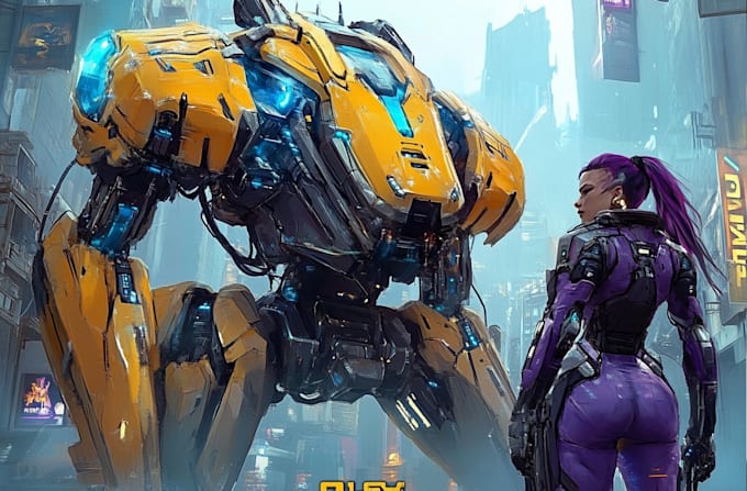 draw amazing character mecha robot illustration