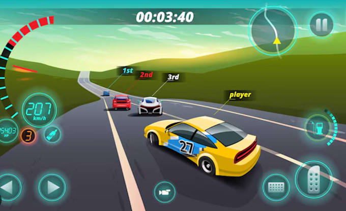 develop realistic 3d car racing game, multiplayer racing game using jet engine