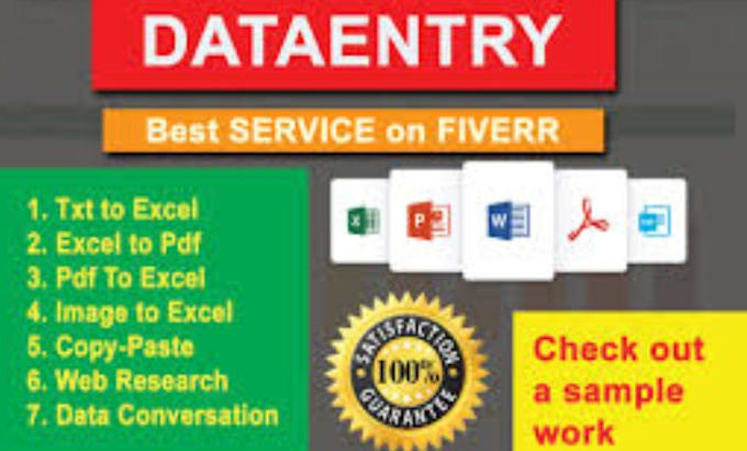 do data entry ,excel, inventory management, data processing