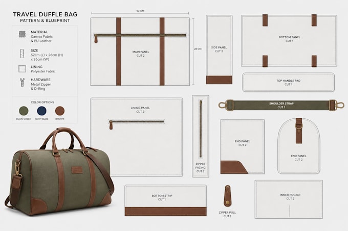design creative bag pattern sewing pattern clothing pattern and tech pack
