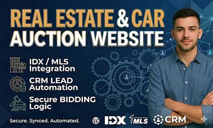 build wordpress car auction website real estate bidding platform with idx CRM