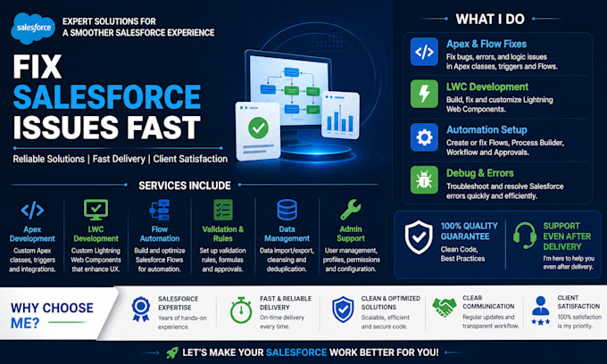 fix salesforce issues, flows, apex and automations fast
