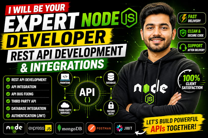be your expert node js developer for rest API development and integrations