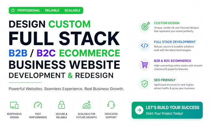 design custom full stack b2b b2c ecommerce business website development redesign