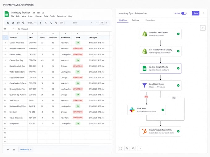 automate google sheets and CRM