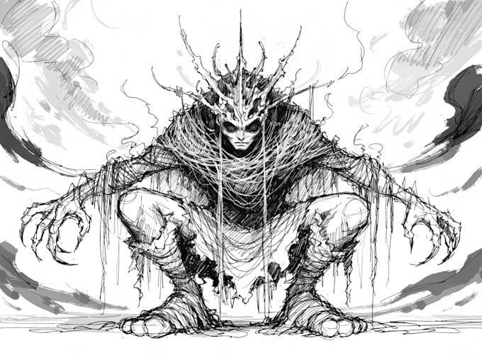 sketch fantasy character concept art