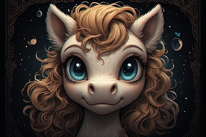 draw cute pony character illustration for you