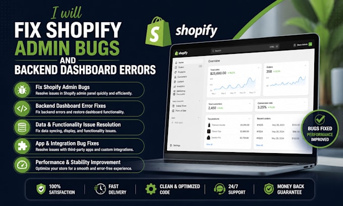 fix shopify admin bugs and backend dashboard errors
