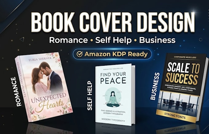 create stunning romance business sci fi and self help book cover for amazon KDP