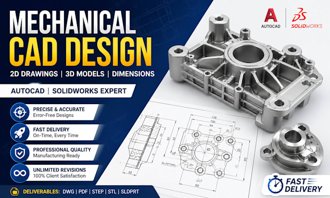 Modelli Autocad 3d Design di disegni meccanici cad, modello 3d con dimensioni, autocad ...
