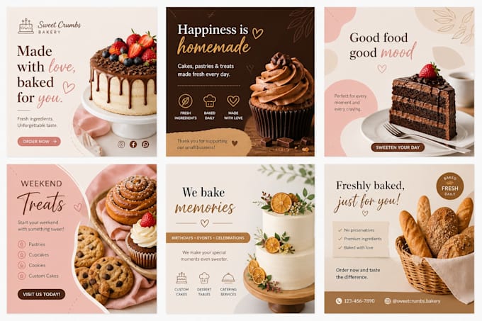 create canva posts for food and bakery brands