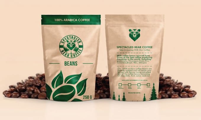do aesthetic coffee bag packaging, stickers and label design