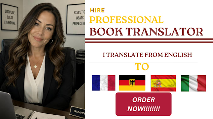 translate, proofread and format your book into french, german, italian, english