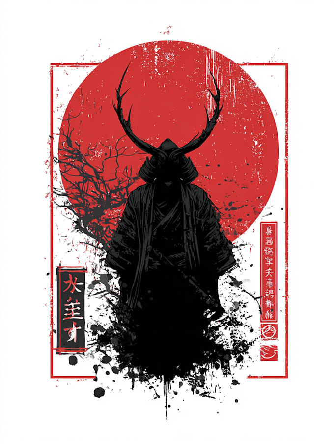 design a japanese t shirt illustration