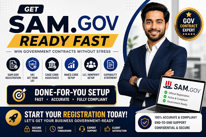 complete sam gov registration with uei cage code naics business setup