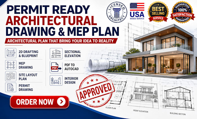 do architectural adu floor plan, house plan, and elevation autocad USA tx ca fl