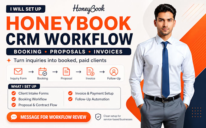 setup honeybook crm workflow booking proposal invoice