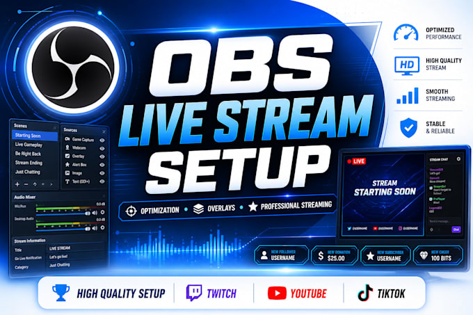 setup optimize obs studio with custom overlays for professional live streaming