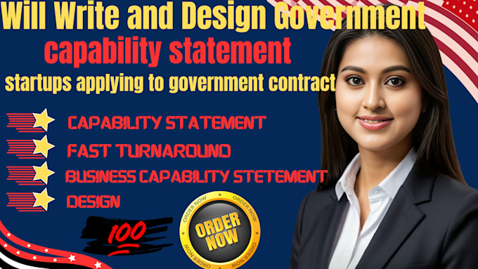 write, design capability statement for startups applying to government contract
