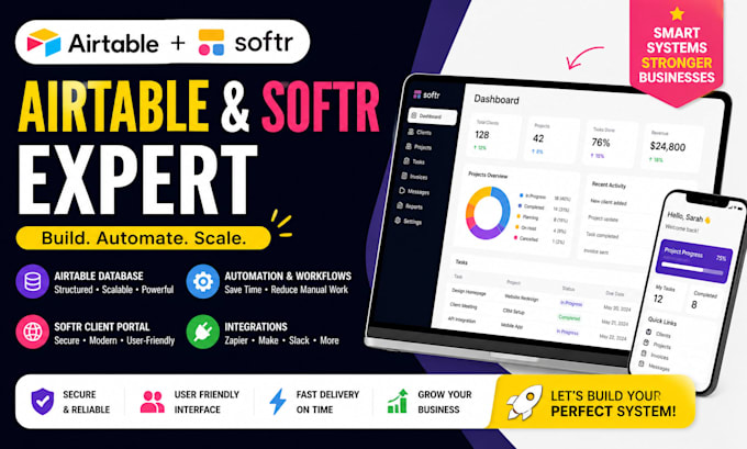 airtable database softr client portal crm web app automation integration