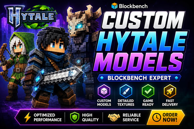 create professional custom hytale and blockbench 3d models, mobs, and assets