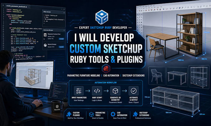 develop a custom sketchup ruby tools for parametric furniture modeling