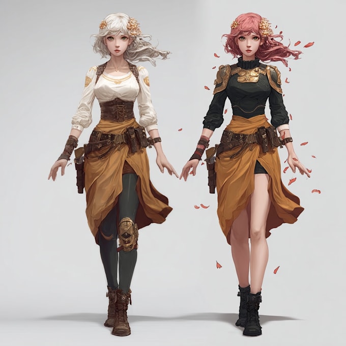 create anime illustration with dynamic pose and detail