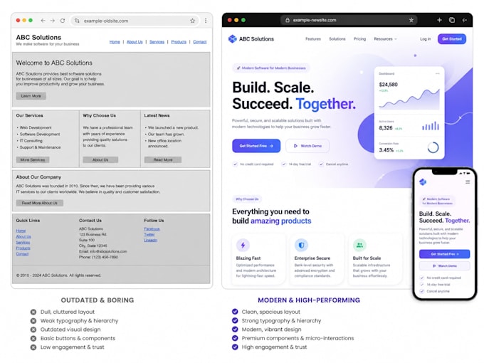 create a modern landing page or react website in 3 days