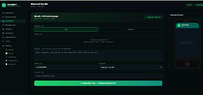 build website bulk SMS ussd systems API integration
