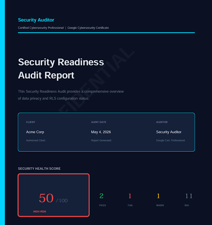 perform a professional security audit and rls validation