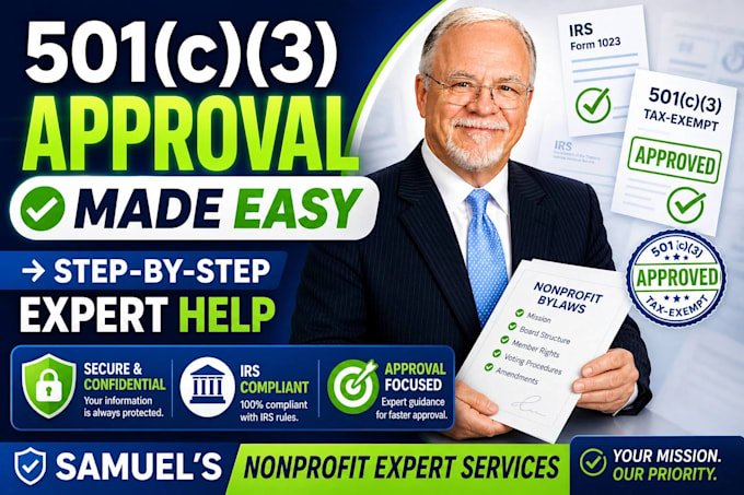 guide nonprofit registration and complete 501c3 approval process in 24hrs