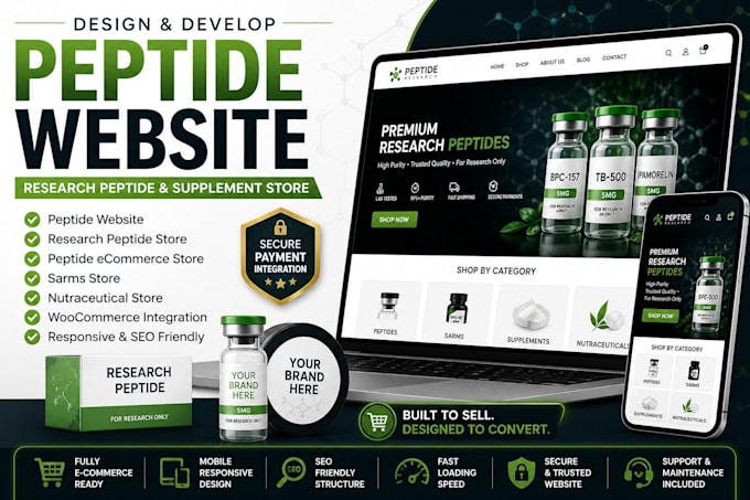 develop peptide website research peptide store peptide online supplement store