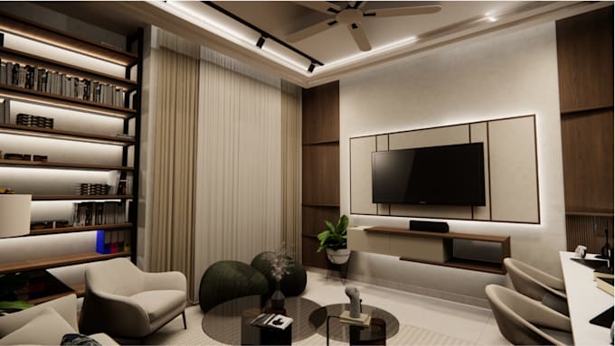 create a modern living room space interior design