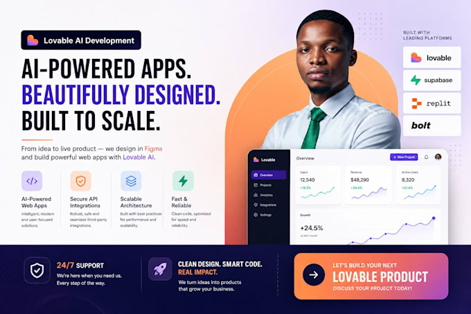 Build lovable and figma ui ux ai web app saas mvp with supabase replit ...