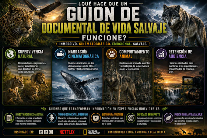 escribiré documentales sobre naturaleza y fauna salvaje al estilo bbc